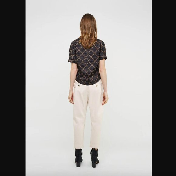 Isabel Marant Étoile Jarvis Voile Black Patterned Short Sleeve Blouse 36 / US S - Picture 3 of 10